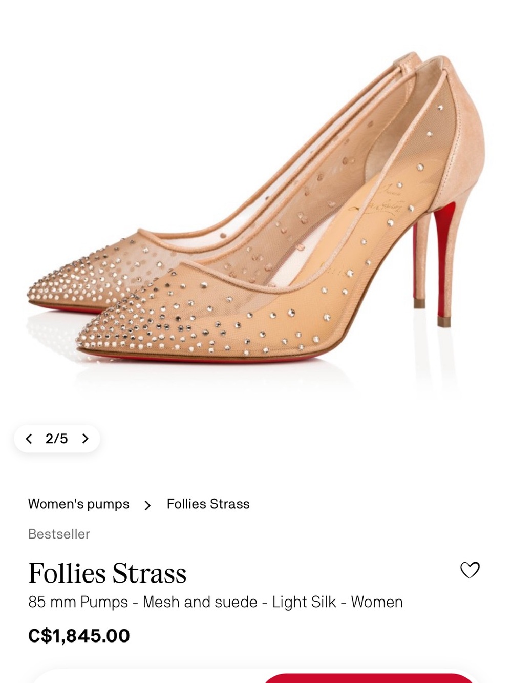 Christian Louboutin Nude/Light Silk Crystal-Stud Pointed Pumps